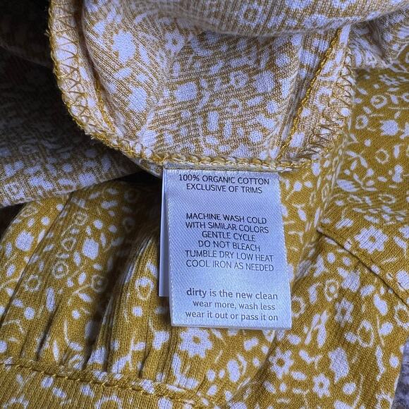 Toad&Co Manzana Tiered Long-Sleeve Dress. Yellow with Black Flowers. Size XS - Picture 9 of 9